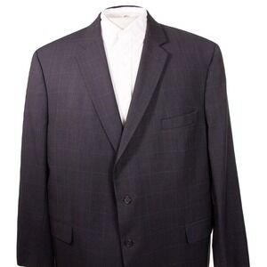 Jos A Bank Signature Mens 50R Gray Windowpane 2 Button‎ Sports Coat